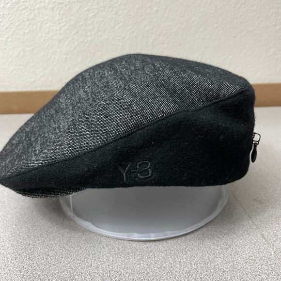 Yohji Yamamoto Adidas Y3 Flat Cap Hat Womens Small 28cm Black Grey Driving - Picture 8 of 8